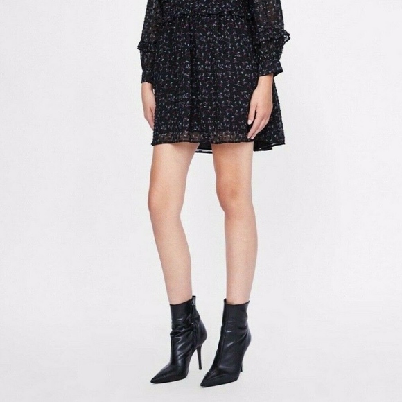 ZARA BLACK 100% LEATHER STILETTO-HEEL ANKLE BOOTS